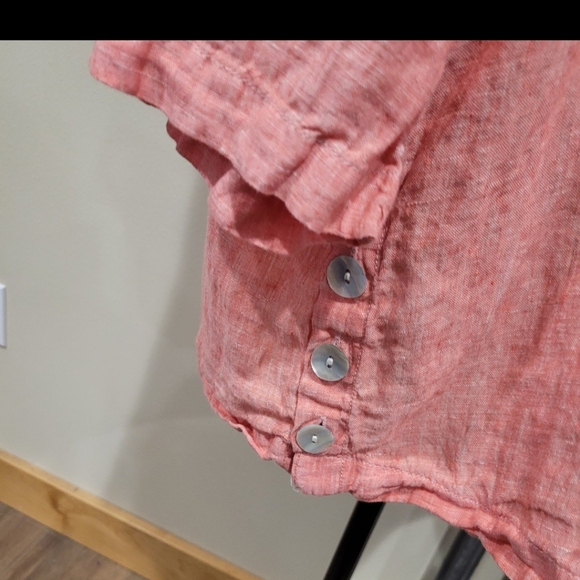 Tahari Linen Womens SZ. 1X Linen Popover top coral Beachy Boho lagenlook tunic - Picture 8 of 11